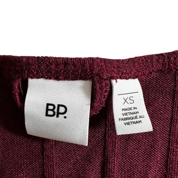 BP Nordstrom Womens Ribbed Lightweight Robe with Waist Tie Belt Burgundy XS Cozy - Picture 9 of 11